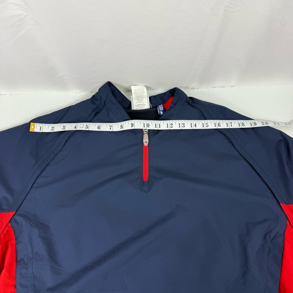 Majestic Cool Base Men's M 1/4 Zip Pullover Blue Red Jacket Removable Sleeves - Picture 13 of 16